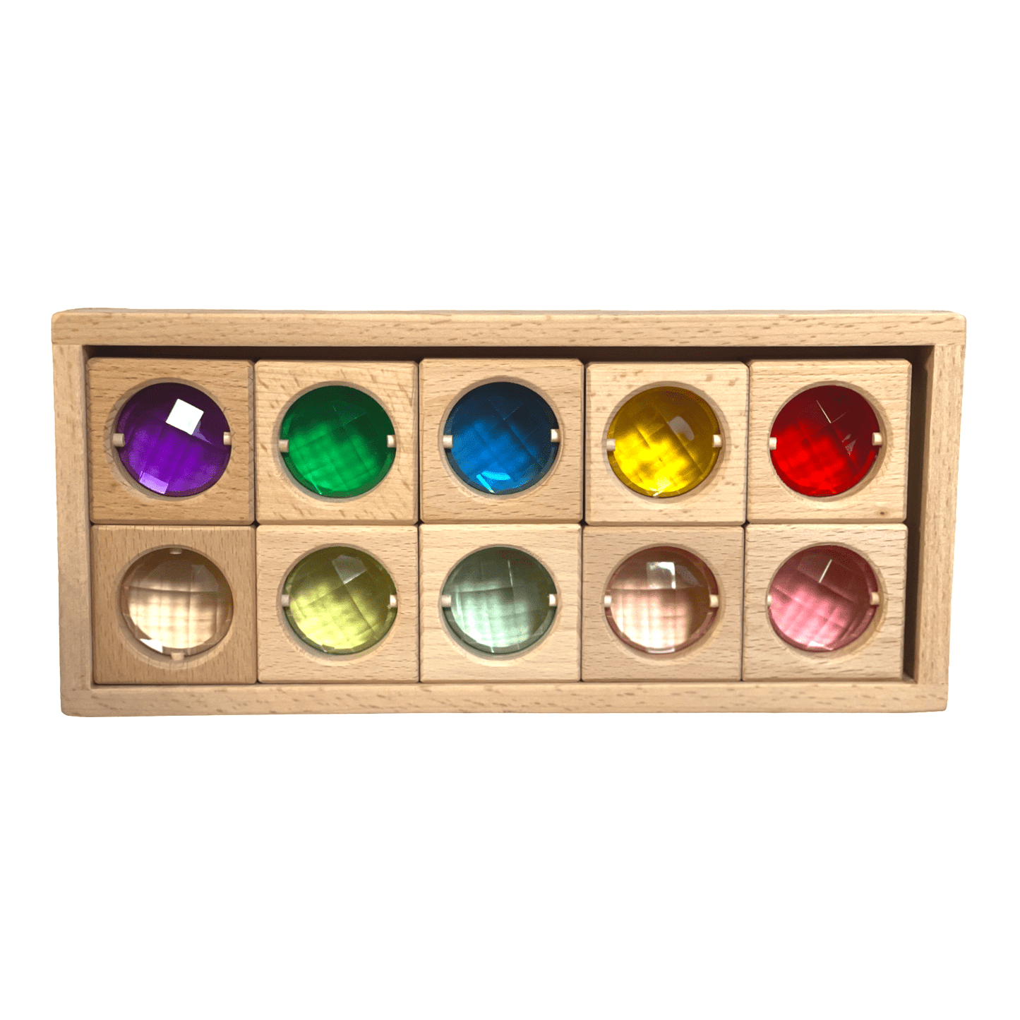 10 Pcs Colored Square Gemmed Translucent Blocks with Storage Tray - The Nurturing Nook