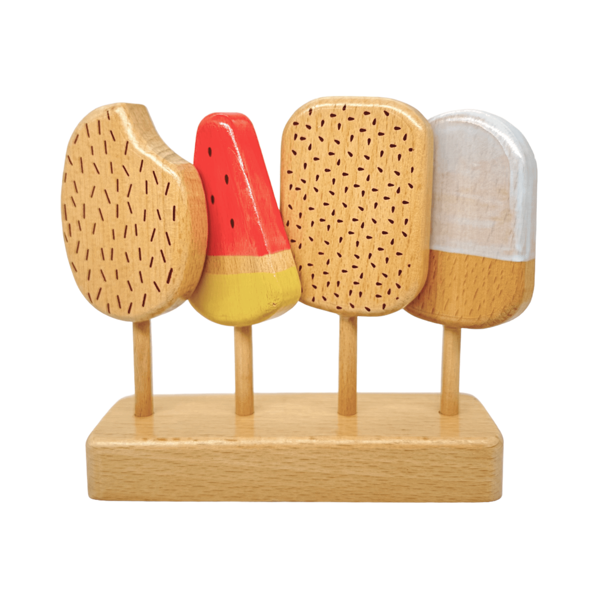 10 Pcs Wooden Popsicle Ice Cream Bar and Pastry Cookies Pretend Play Set - The Nurturing Nook