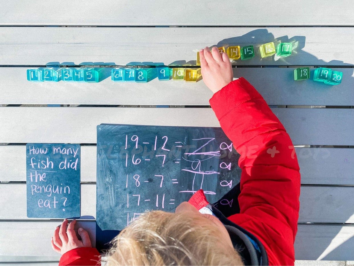 100 Pcs Rainbow Translucent Lucite Cubes Set with Storage Tray - The Nurturing Nook