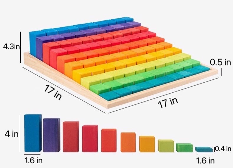 100 Pcs STAINED Large Stepped Counting Wooden Stacking Building Blocks - The Nurturing Nook