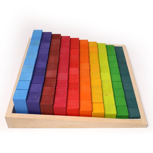 100 Pcs STAINED Large Stepped Counting Wooden Stacking Building Blocks - The Nurturing Nook