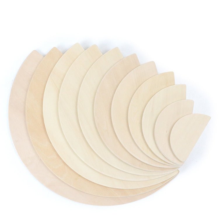 11 Pcs Large Wooden Rainbow Stacking Semi - circles Building Boards Set in Natural Colors - The Nurturing Nook