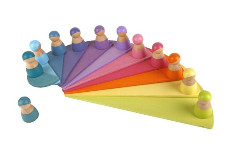 11 Pcs Large Wooden Rainbow Stacking Semi - circles Building Boards Set in Pastel/Macaron Colors  - The Nurturing Nook