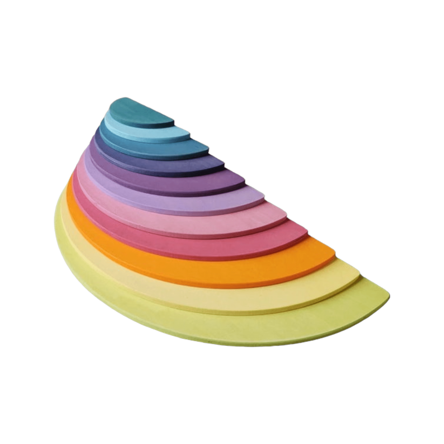 11 Pcs Large Wooden Rainbow Stacking Semi - circles Building Boards Set in Pastel/Macaron Colors  - The Nurturing Nook