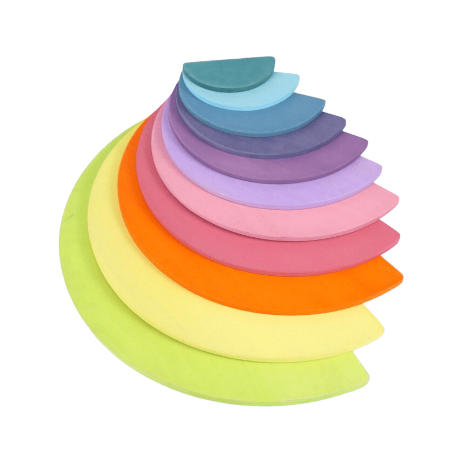 11 Pcs Large Wooden Rainbow Stacking Semi - circles Building Boards Set in Pastel/Macaron Colors  - The Nurturing Nook