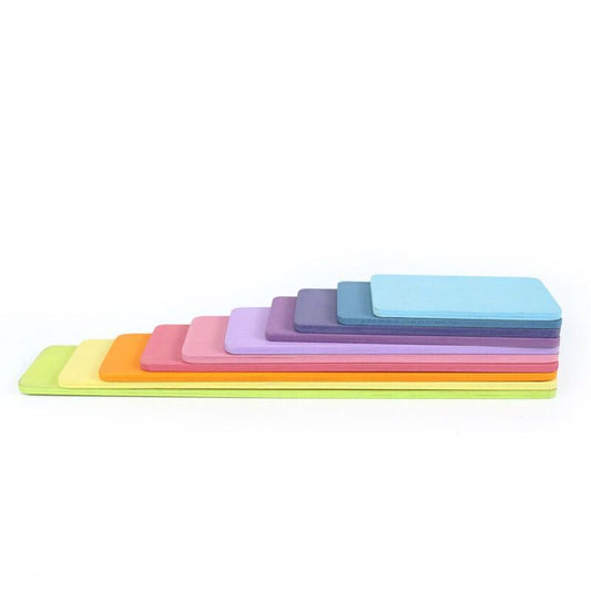 11 Pcs Wooden Rectangular Building Boards in Pastel/Macaron Colors - The Nurturing Nook