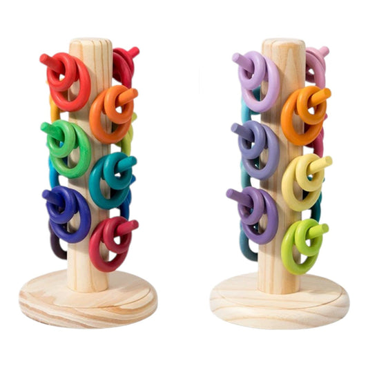 12 Dowels Sorting Helper Tree with 24 Building Rings Set (rainbow & pastel) - The Nurturing Nook
