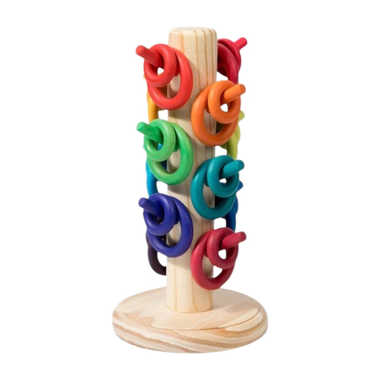 12 Dowels Sorting Helper Tree with 24 Building Rings Set (rainbow & pastel) - The Nurturing Nook