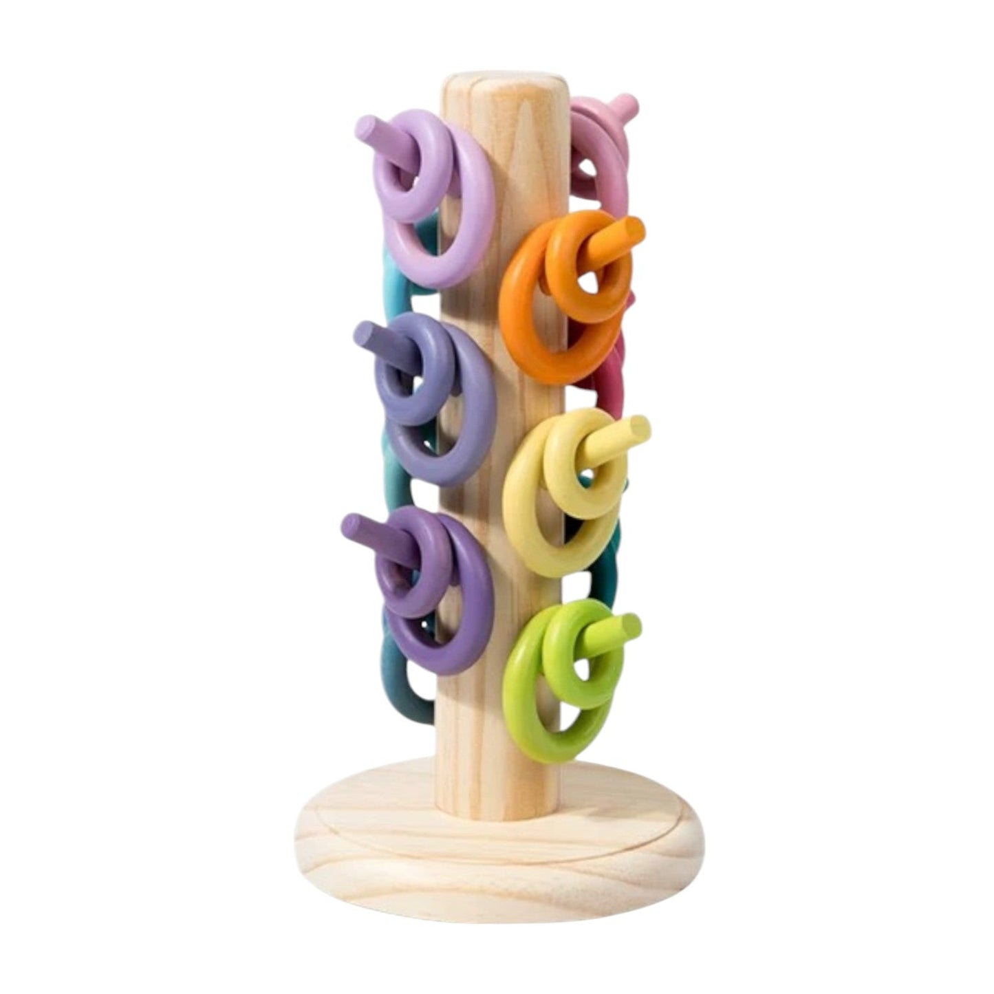 12 Dowels Sorting Helper Tree with 24 Building Rings Set (rainbow & pastel) - The Nurturing Nook