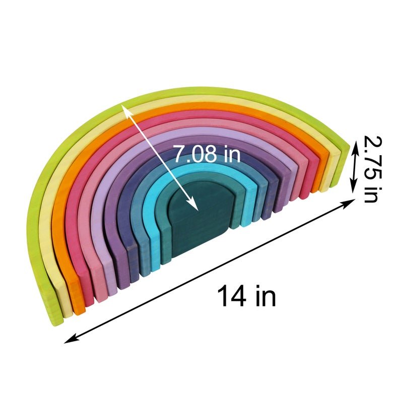 12 Pcs Large Wooden Rainbow Stacking Blocks in Pastel/Macaron Colors - The Nurturing Nook