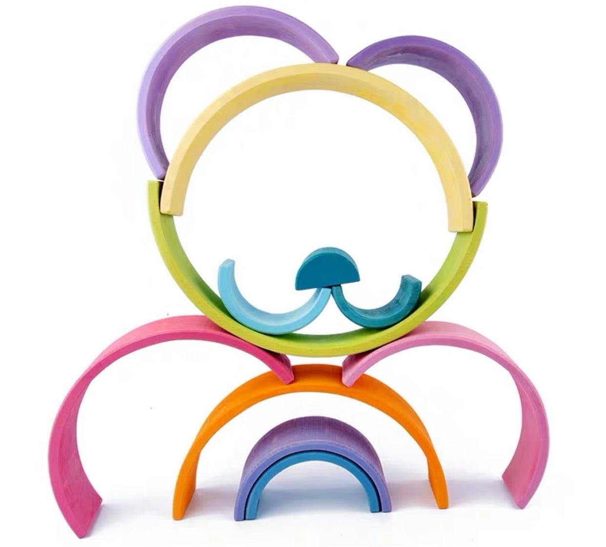 12 Pcs Large Wooden Rainbow Stacking Blocks in Pastel/Macaron Colors - The Nurturing Nook