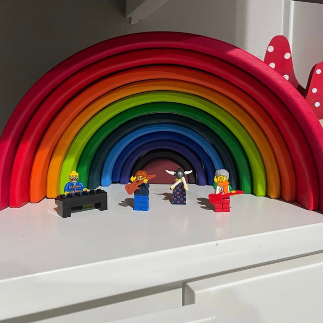 12 Pcs Large Wooden Rainbow Stacking Blocks in Primary Colors - The Nurturing Nook