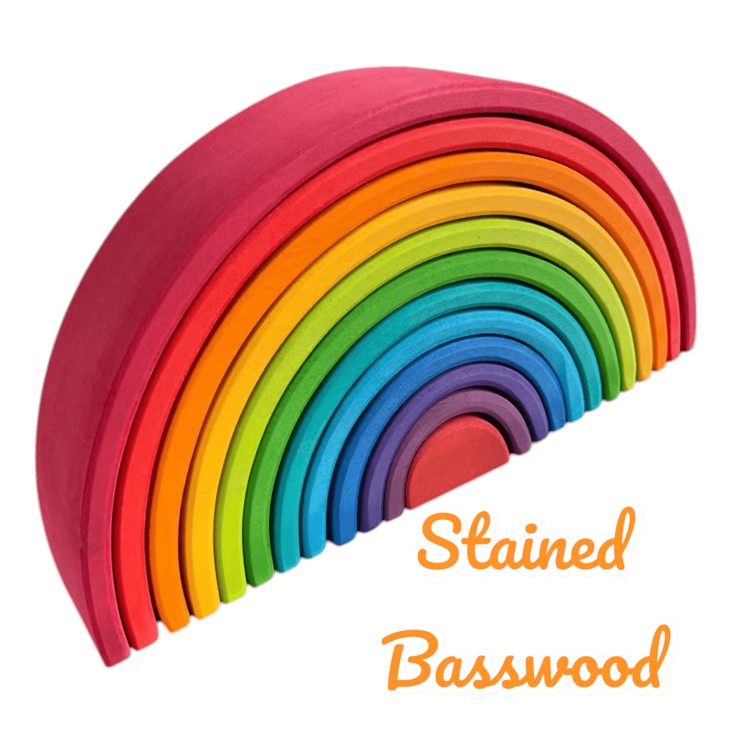 12 Pcs Large Wooden Rainbow Stacking Blocks in Primary Colors - The Nurturing Nook