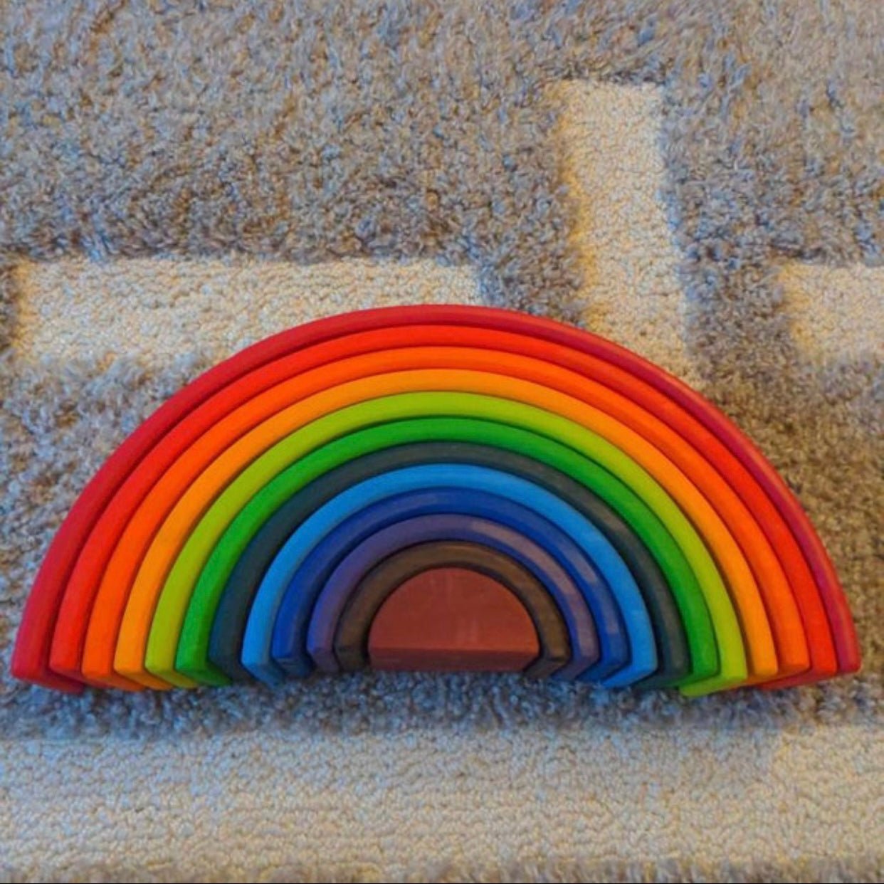 12 Pcs Large Wooden Rainbow Stacking Blocks in Primary Colors - The Nurturing Nook