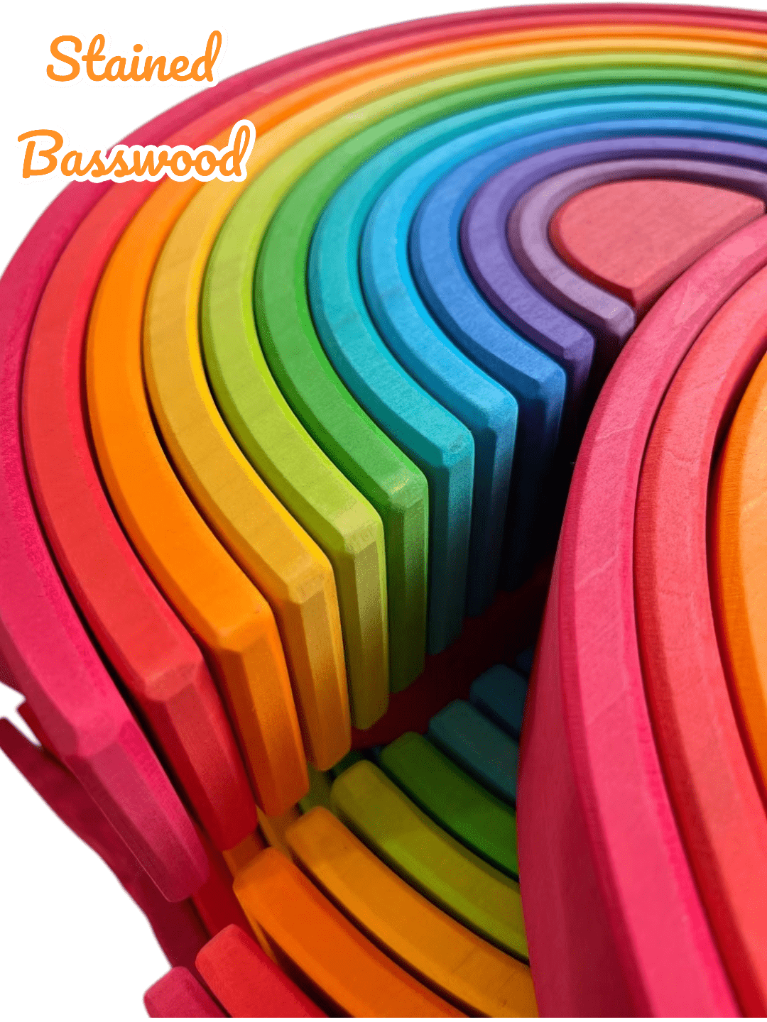 12 Pcs Large Wooden Rainbow Stacking Blocks in Primary Colors - The Nurturing Nook