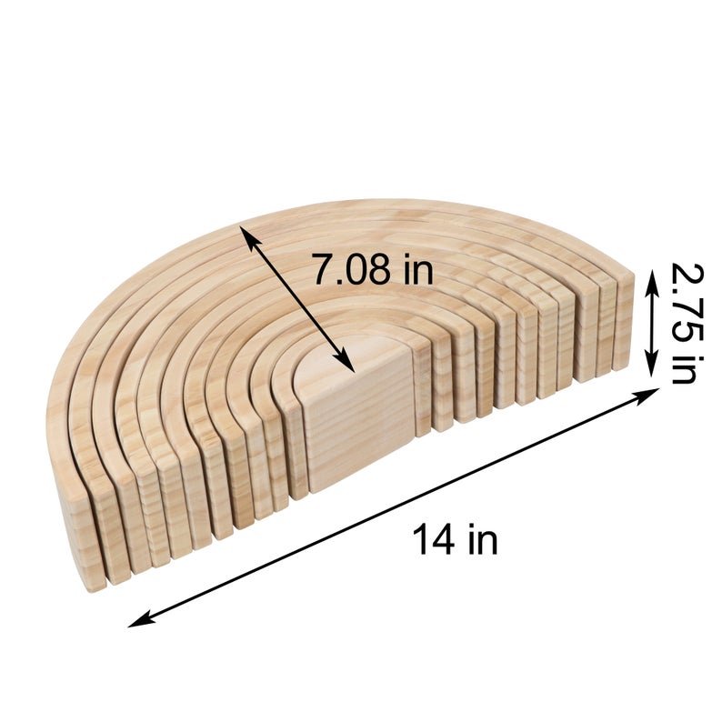 12 Pcs Pine Wood Natural Wooden Large Rainbow Stacking Blocks - The Nurturing Nook