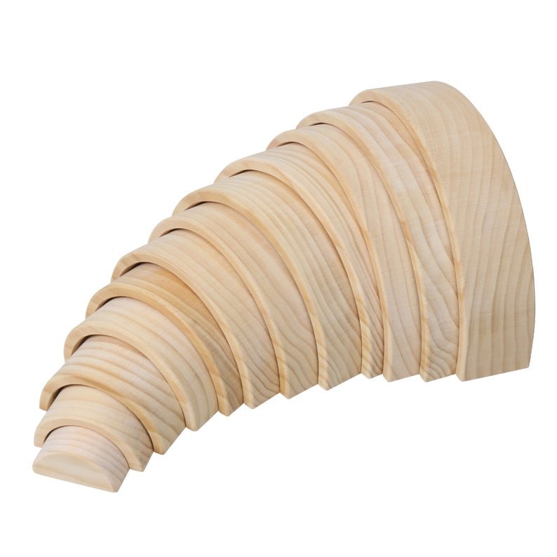 12 Pcs Pine Wood Natural Wooden Large Rainbow Stacking Blocks - The Nurturing Nook
