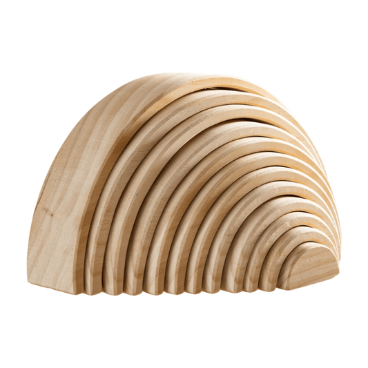12 Pcs Pine Wood Natural Wooden Large Rainbow Stacking Blocks - The Nurturing Nook