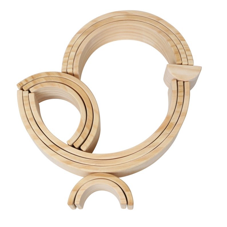 12 Pcs Pine Wood Natural Wooden Large Rainbow Stacking Blocks - The Nurturing Nook