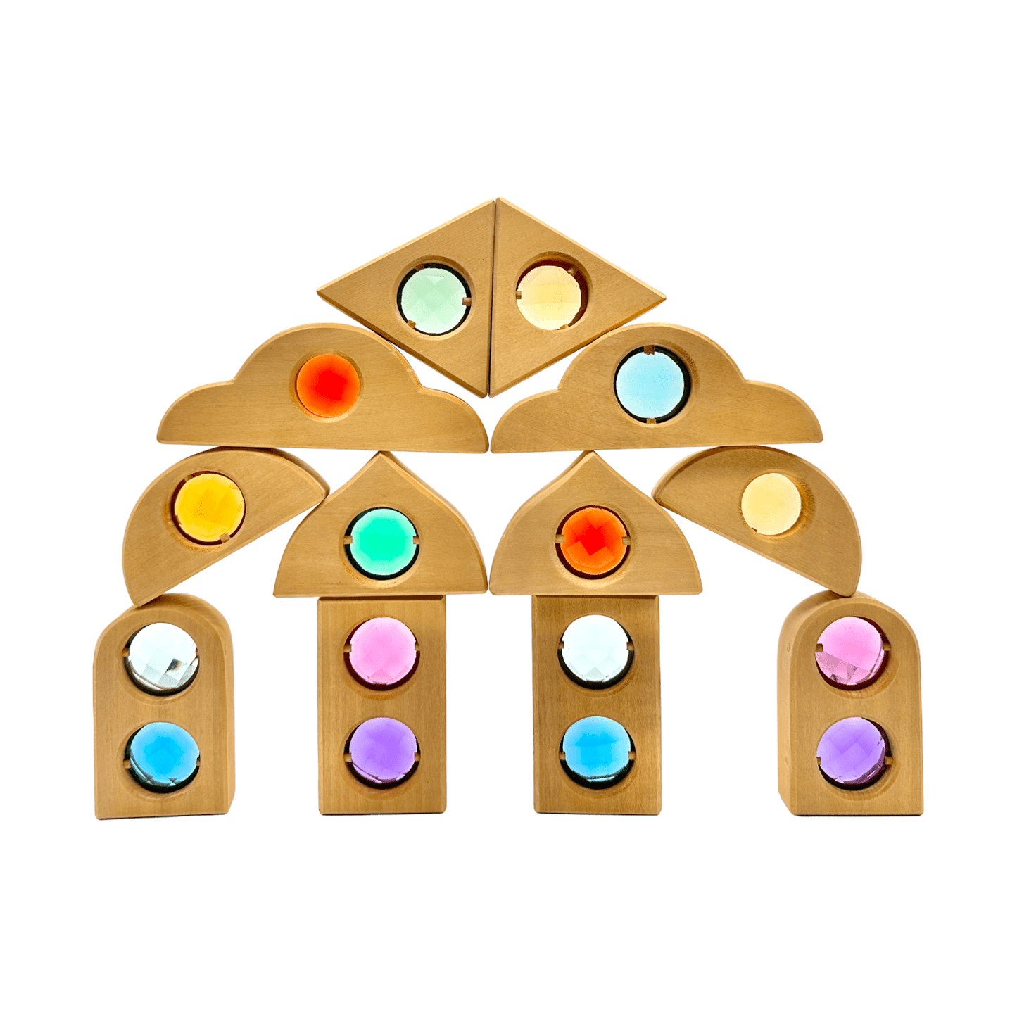 12 Pcs Rainbow Fairytale Window Blocks with Storage Tray - The Nurturing Nook