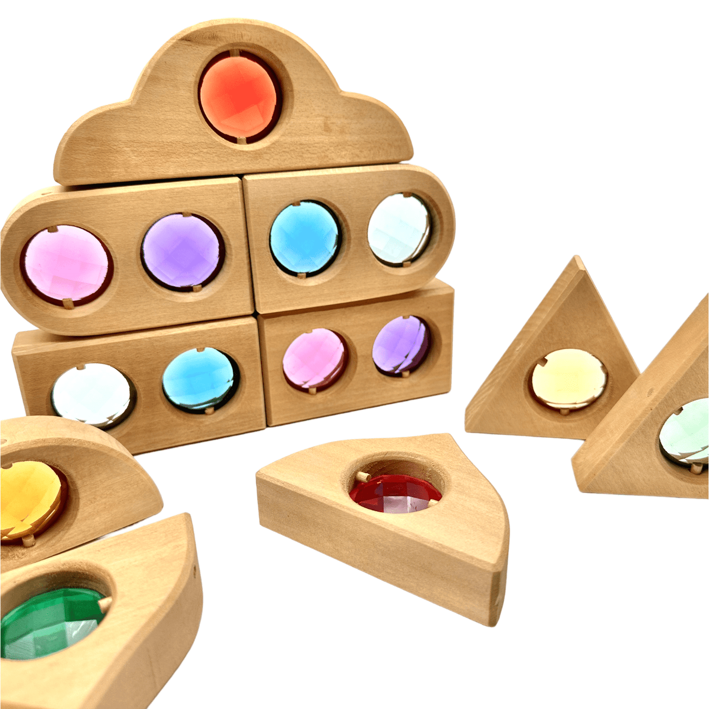12 Pcs Rainbow Fairytale Window Blocks with Storage Tray - The Nurturing Nook