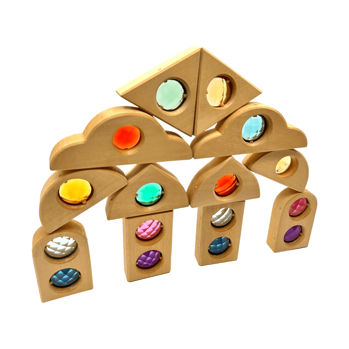 12 Pcs Rainbow Fairytale Window Blocks with Storage Tray - The Nurturing Nook