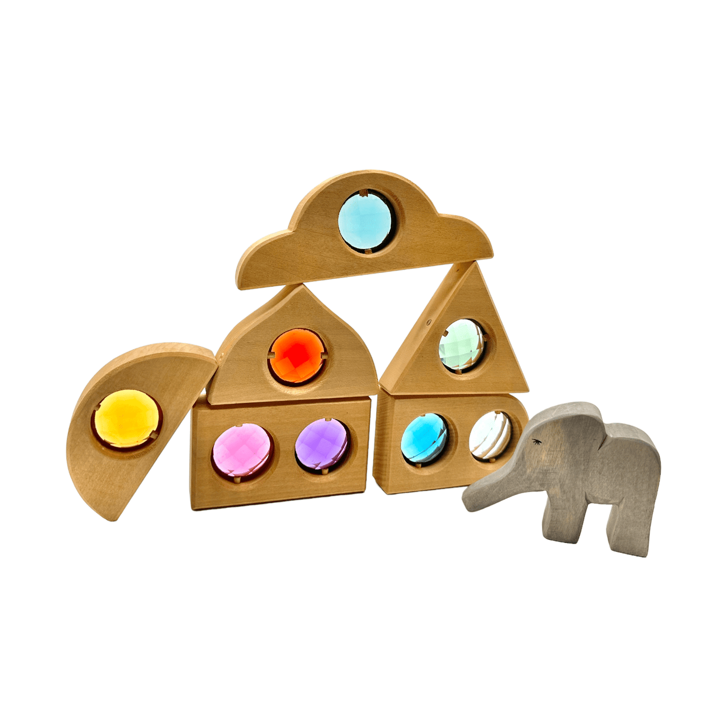 12 Pcs Rainbow Fairytale Window Blocks with Storage Tray - The Nurturing Nook