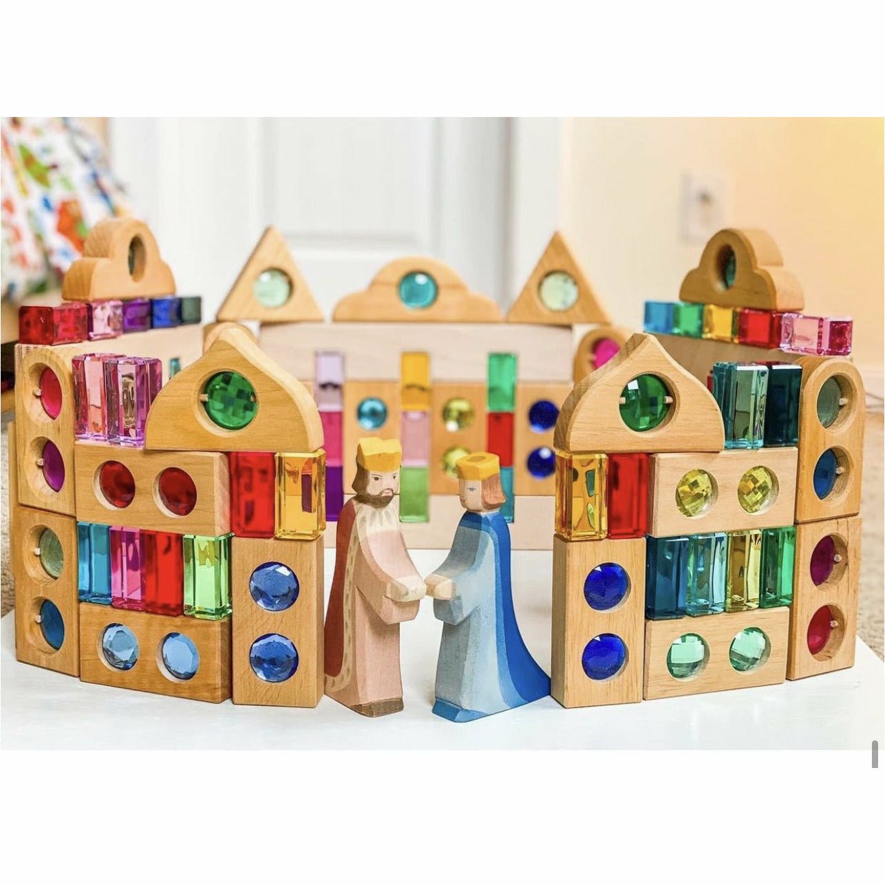 12 Pcs Rainbow Fairytale Window Blocks with Storage Tray - The Nurturing Nook