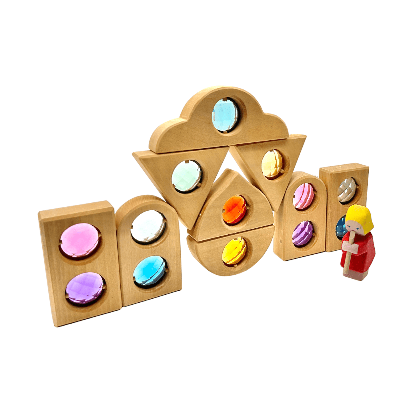 12 Pcs Rainbow Fairytale Window Blocks with Storage Tray - The Nurturing Nook