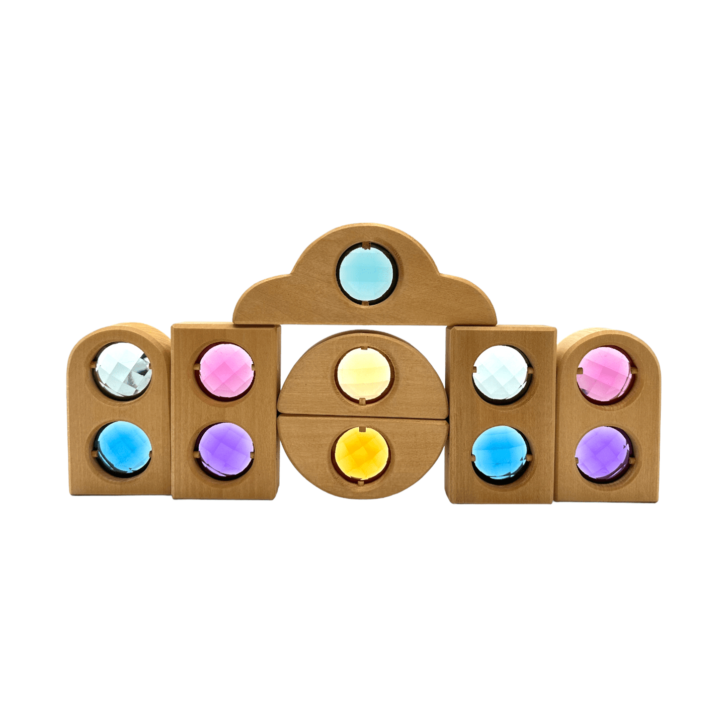 12 Pcs Rainbow Fairytale Window Blocks with Storage Tray - The Nurturing Nook