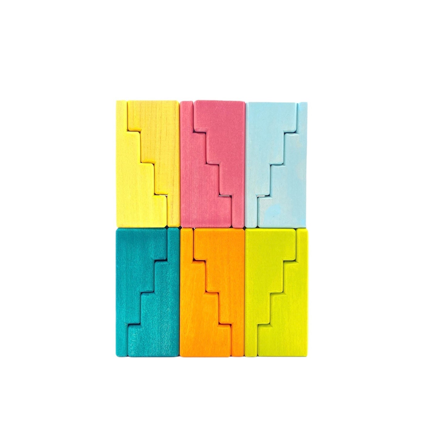 12 Pcs STAINED Stepped Roofs Building Blocks in Pastel/Macaron Colors - The Nurturing Nook