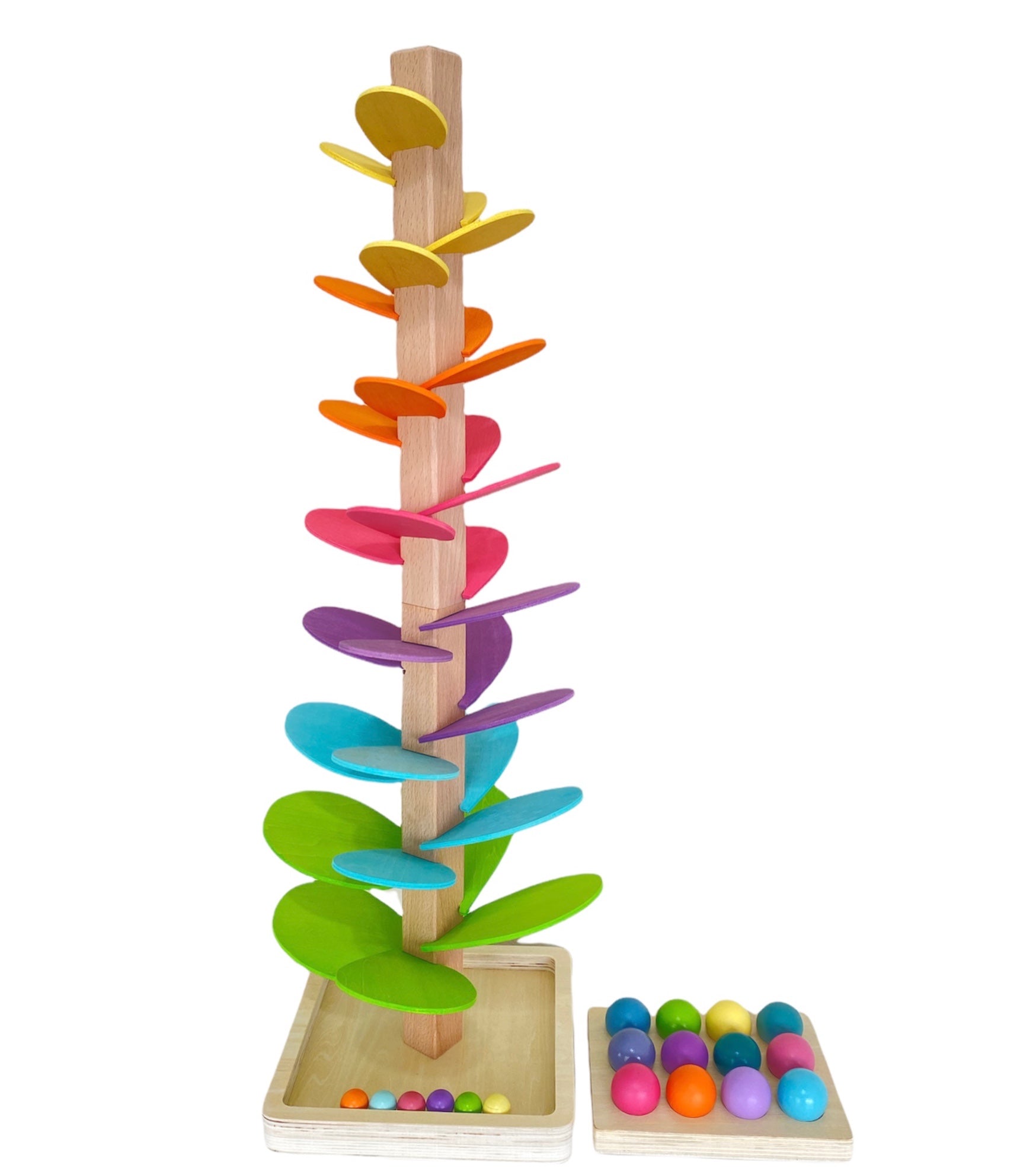 12 Pcs Wooden Balls with Tray in Pastel/Macaron Colors Diameter 1.4 Inches - The Nurturing Nook