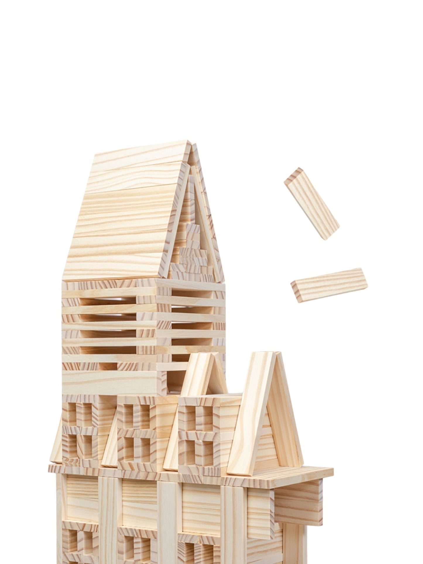 120 Pcs Natural Wooden Building Planks Set - The Nurturing Nook
