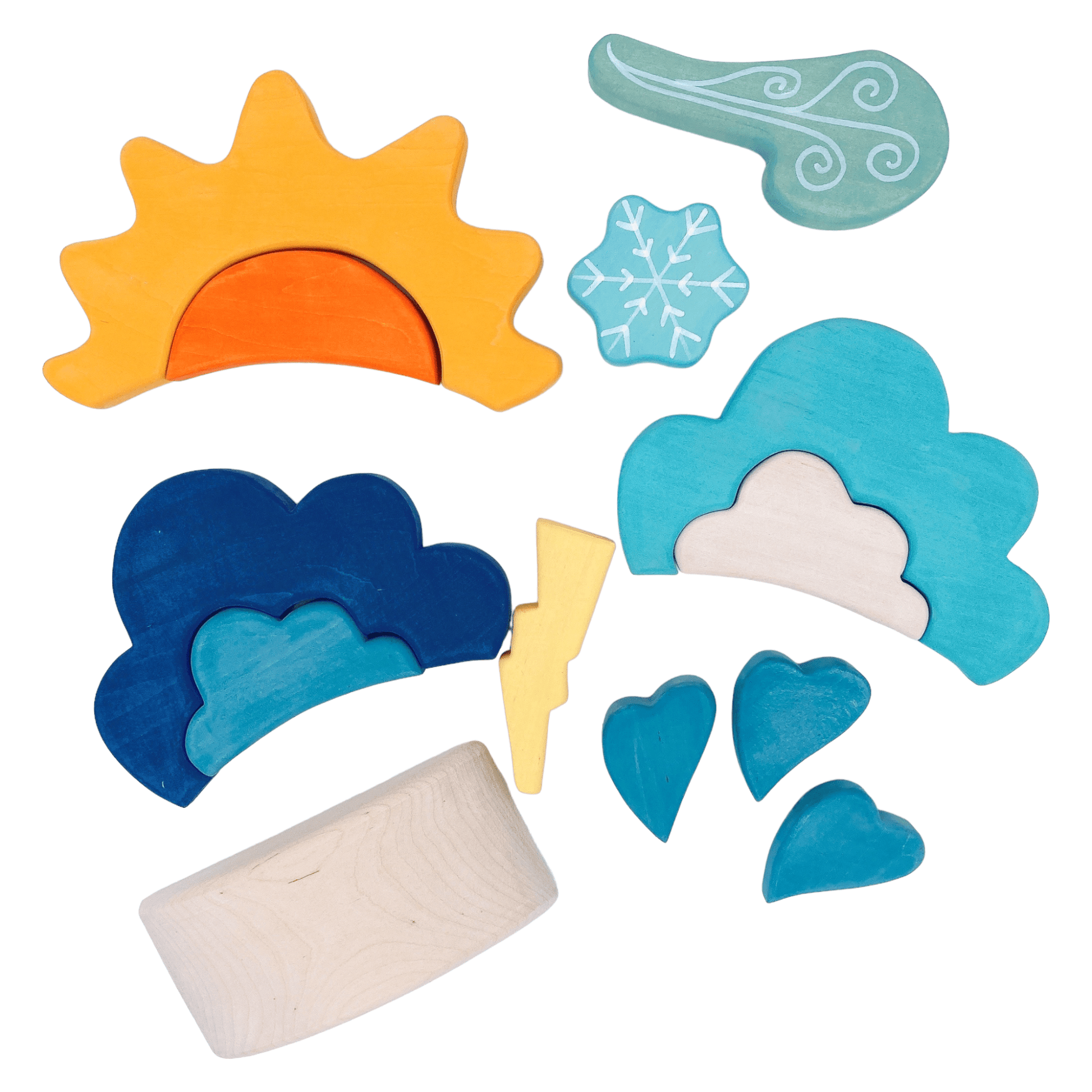 13 Pcs STAINED Wooden Weather Building Set - The Nurturing Nook