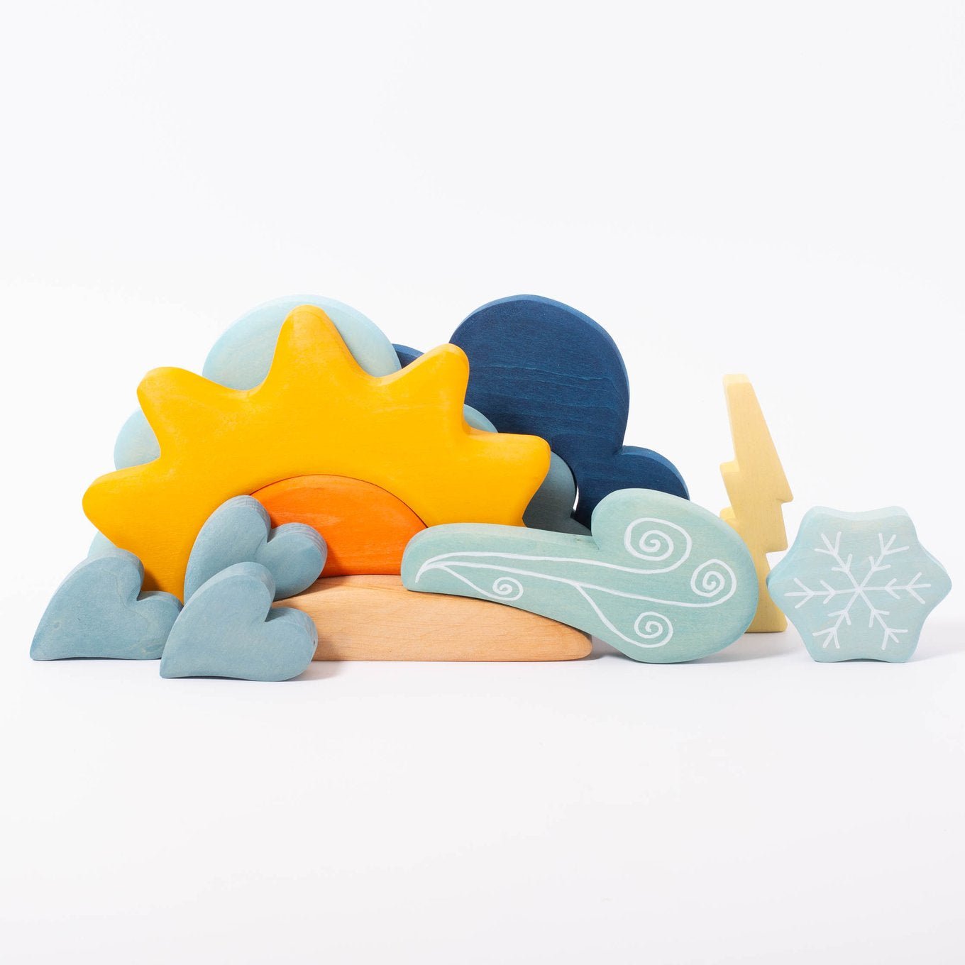 13 Pcs STAINED Wooden Weather Building Set - The Nurturing Nook