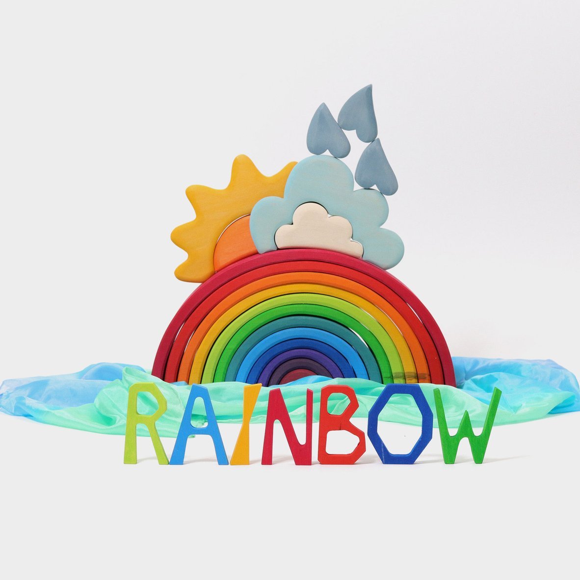 13 Pcs STAINED Wooden Weather Building Set - The Nurturing Nook