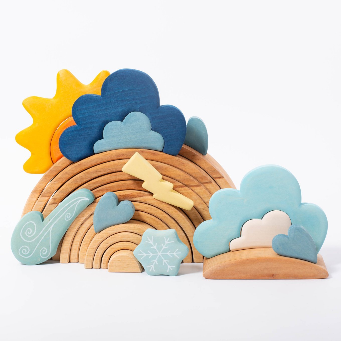 13 Pcs STAINED Wooden Weather Building Set - The Nurturing Nook