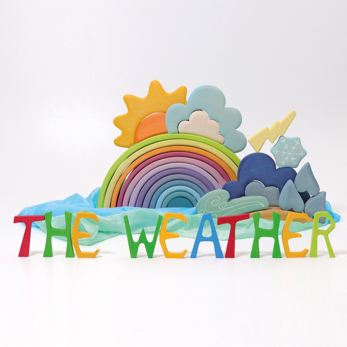 13 Pcs STAINED Wooden Weather Building Set - The Nurturing Nook