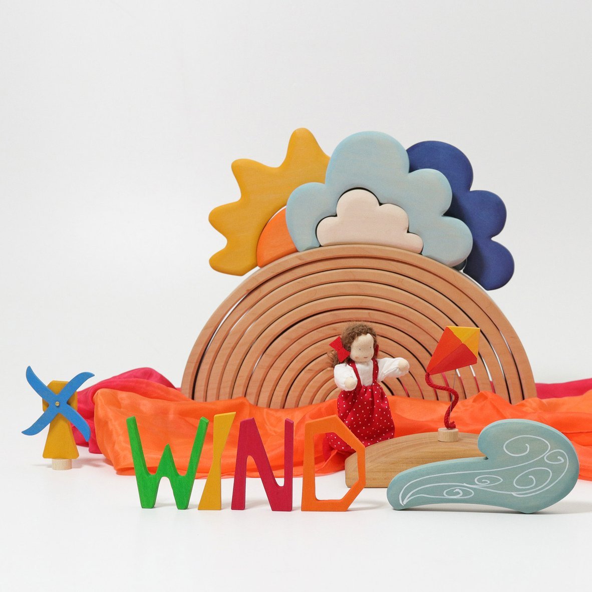 13 Pcs STAINED Wooden Weather Building Set - The Nurturing Nook