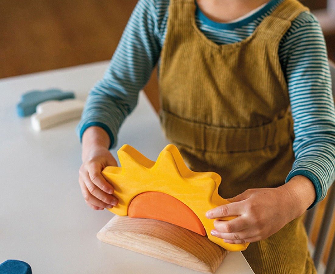 13 Pcs STAINED Wooden Weather Building Set - The Nurturing Nook