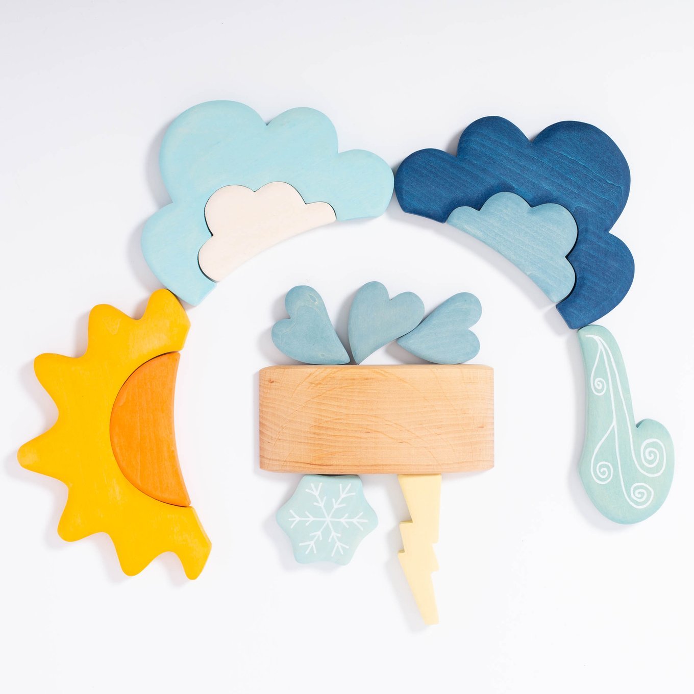 13 Pcs STAINED Wooden Weather Building Set - The Nurturing Nook