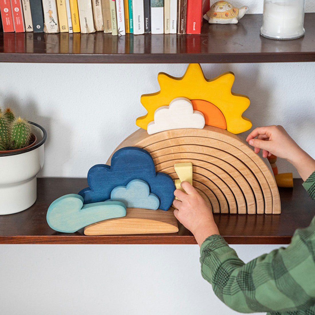 13 Pcs STAINED Wooden Weather Building Set - The Nurturing Nook