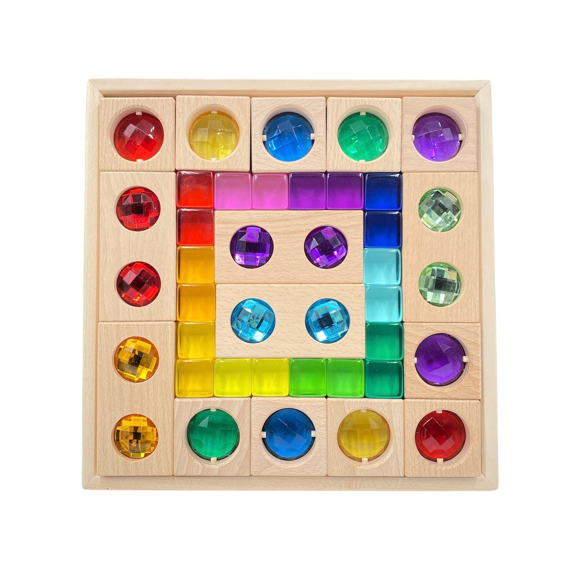 15 Pcs Colored Track with 20 Pcs Lucite Cubes Set with Storage Tray - The Nurturing Nook