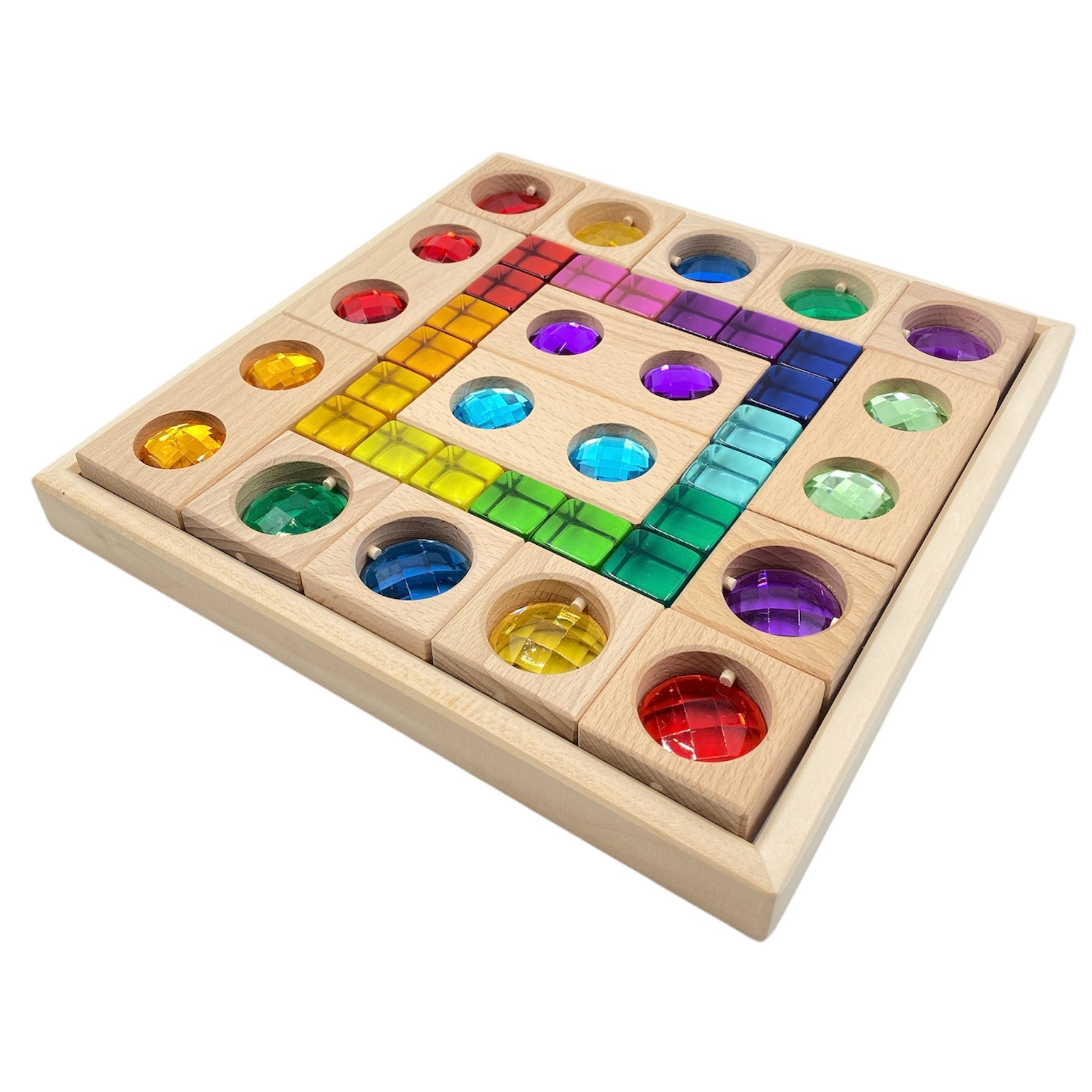 15 Pcs Colored Track with 20 Pcs Lucite Cubes Set with Storage Tray - The Nurturing Nook