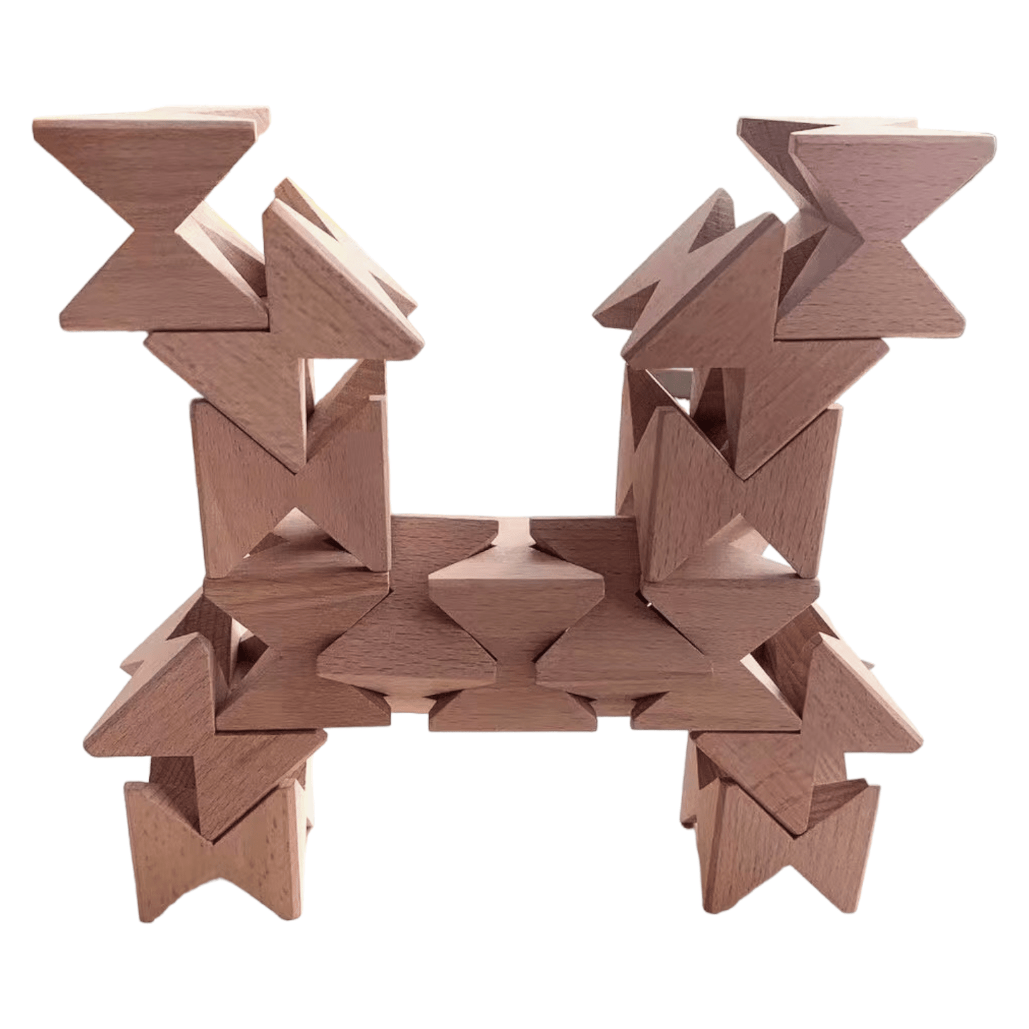 16 Pcs Natural Wooden Construction Puzzle Toy with Storage Tray - The Nurturing Nook