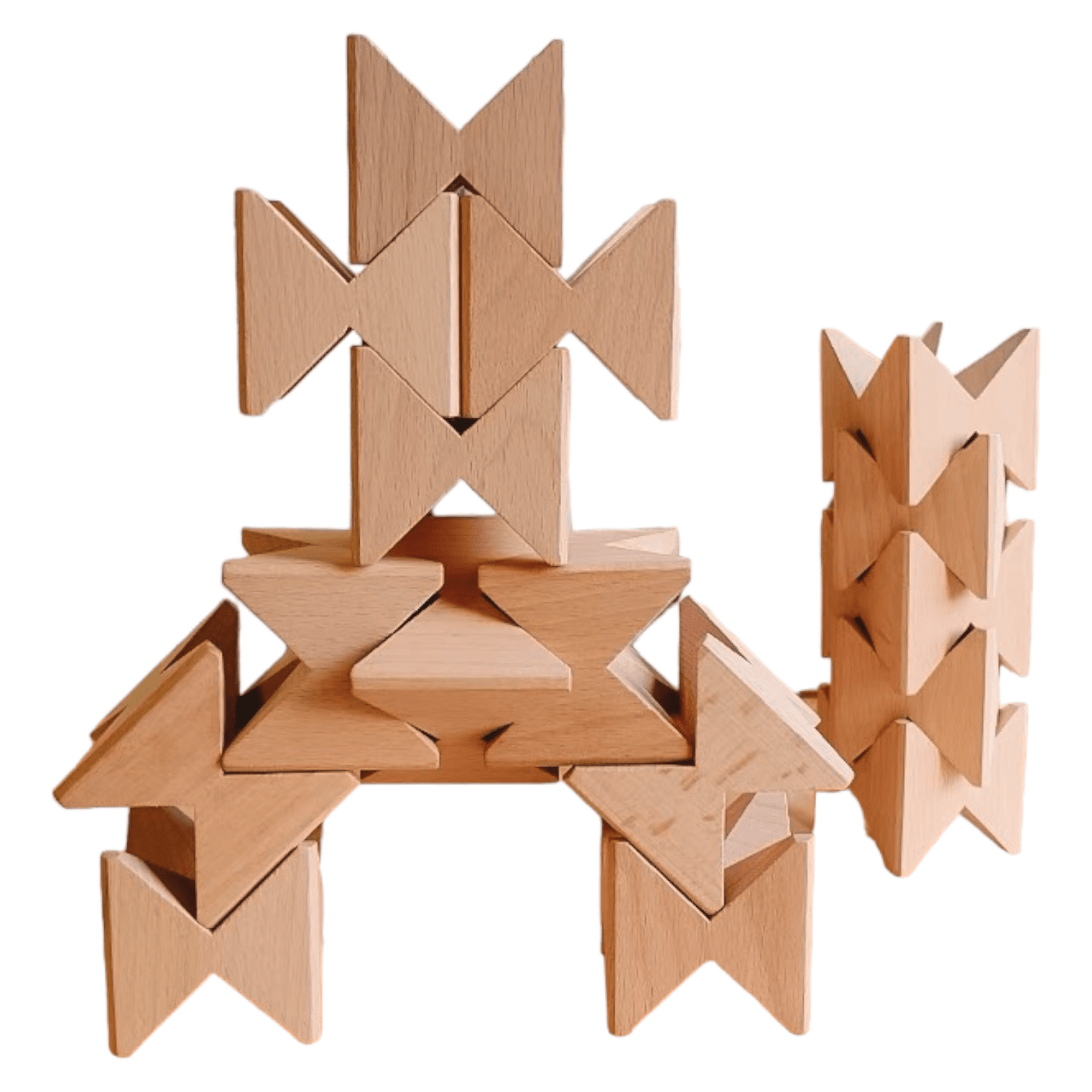 16 Pcs Natural Wooden Construction Puzzle Toy with Storage Tray - The Nurturing Nook