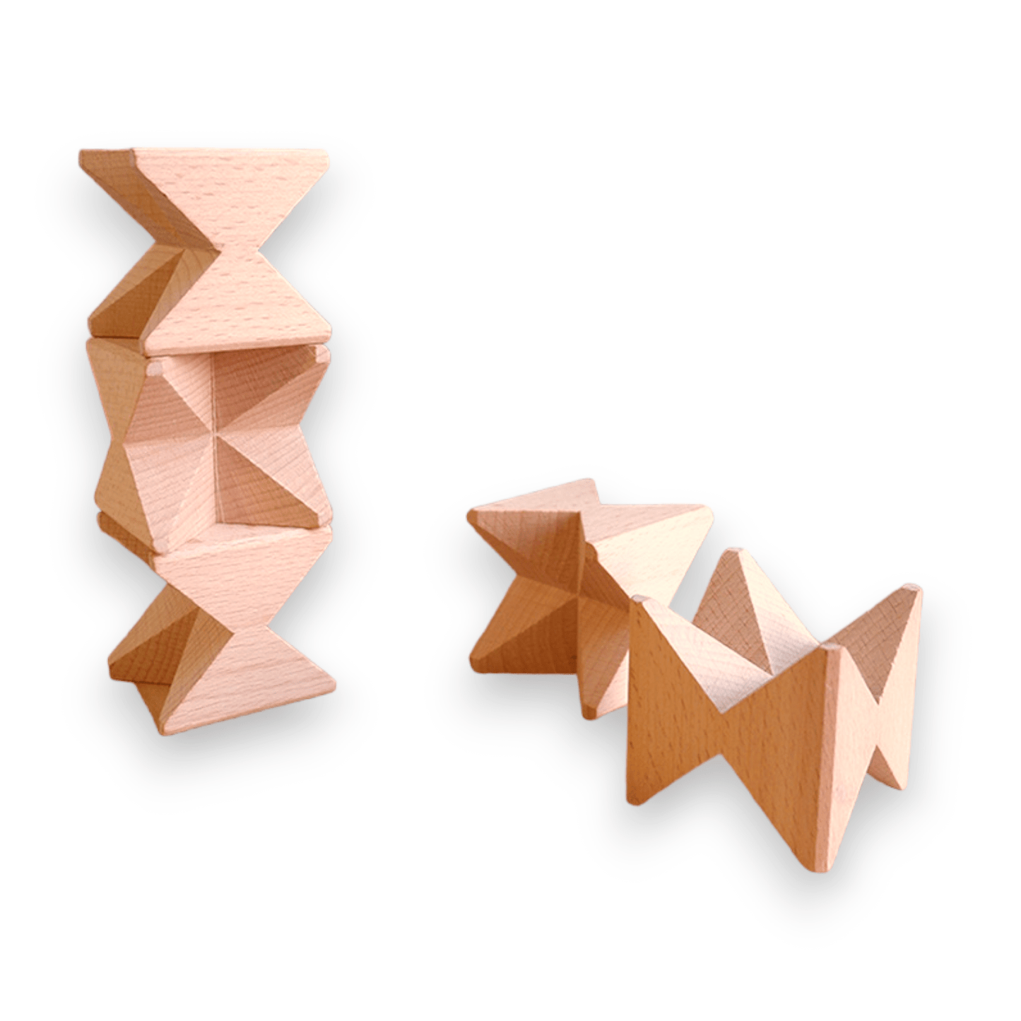 16 Pcs Natural Wooden Construction Puzzle Toy with Storage Tray - The Nurturing Nook