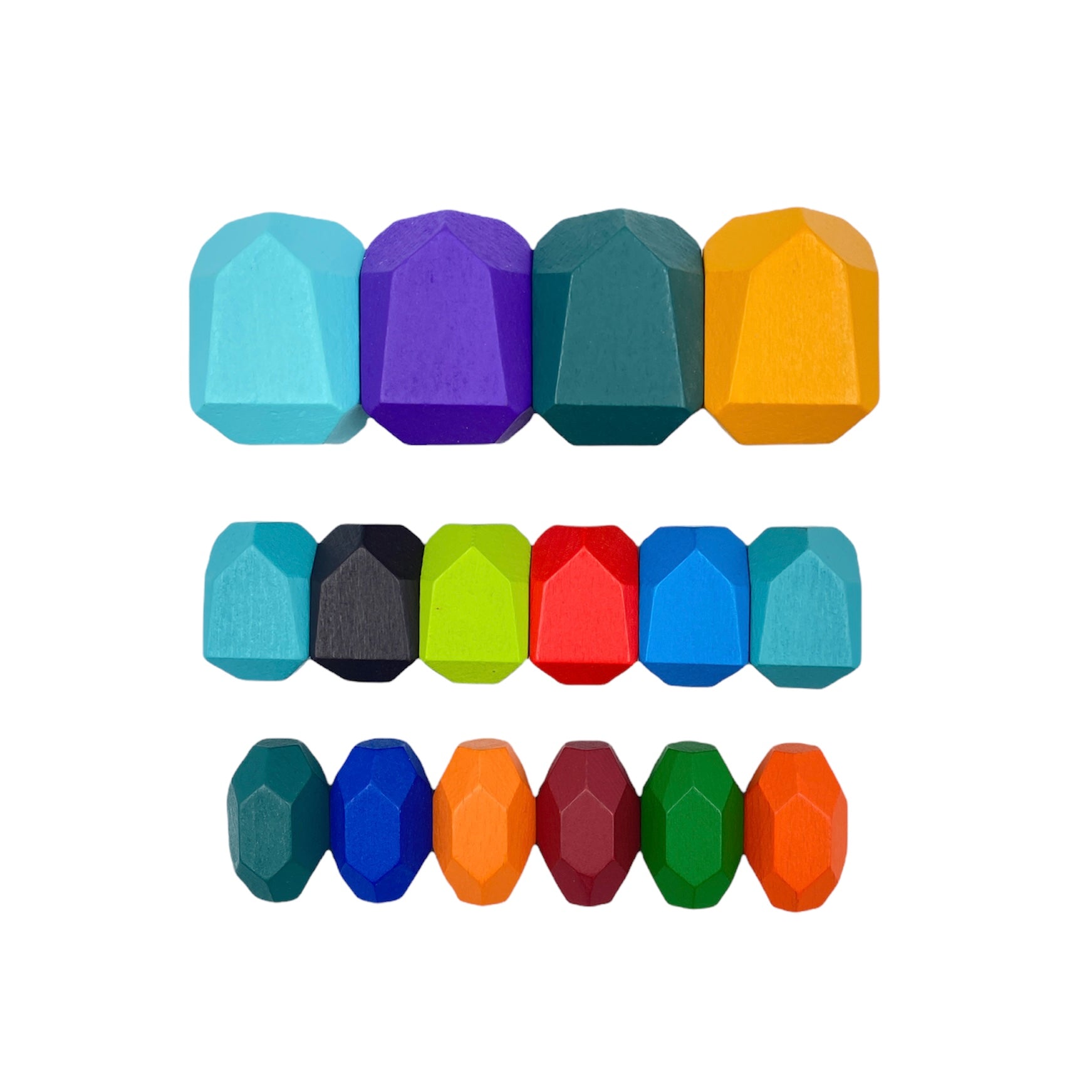 16 Pcs Wooden Stone Balancing Stacking Blocks in Primary Colors - The Nurturing Nook