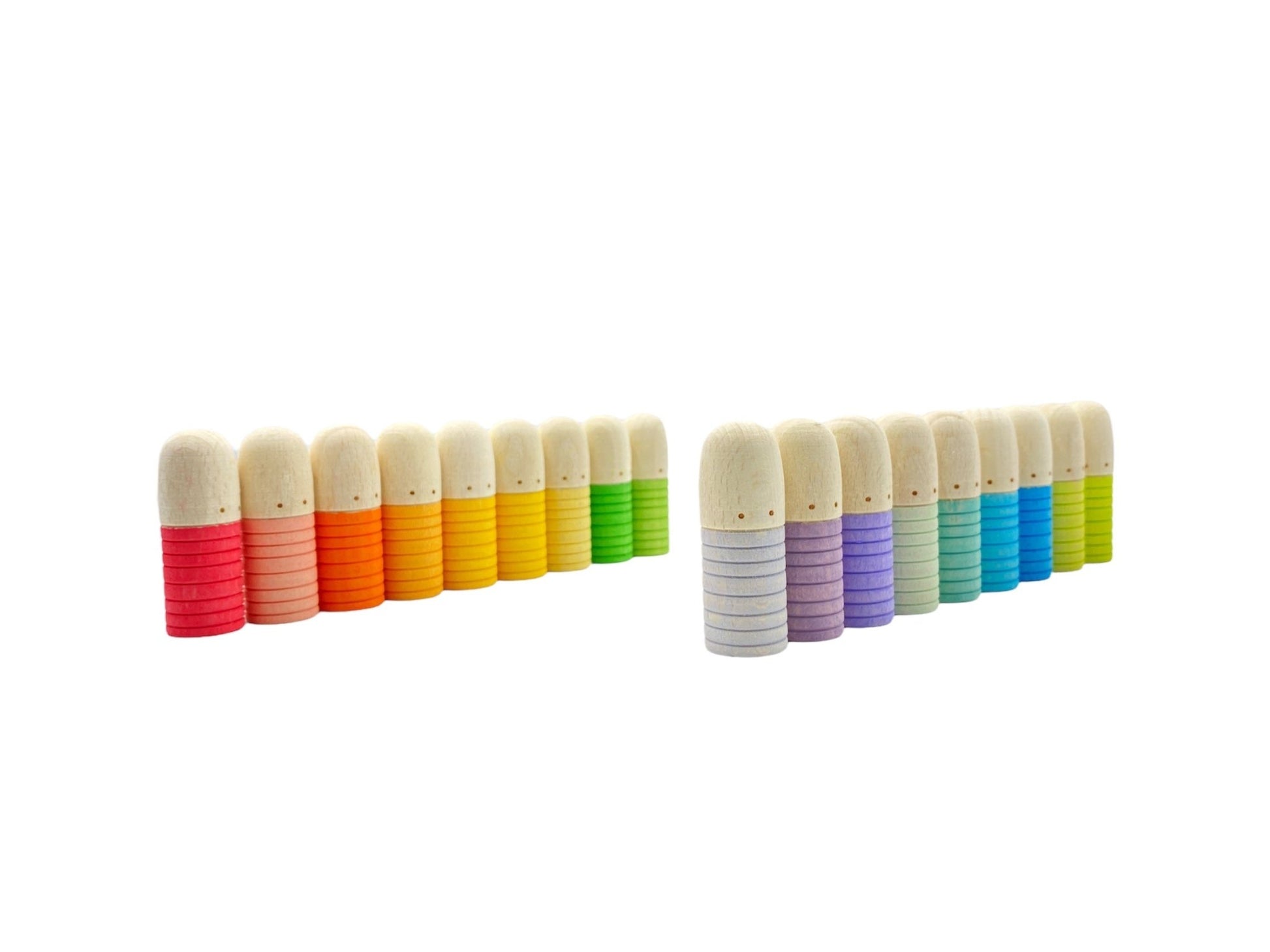 18 Pcs STAINED Wooden Brots Set - The Nurturing Nook