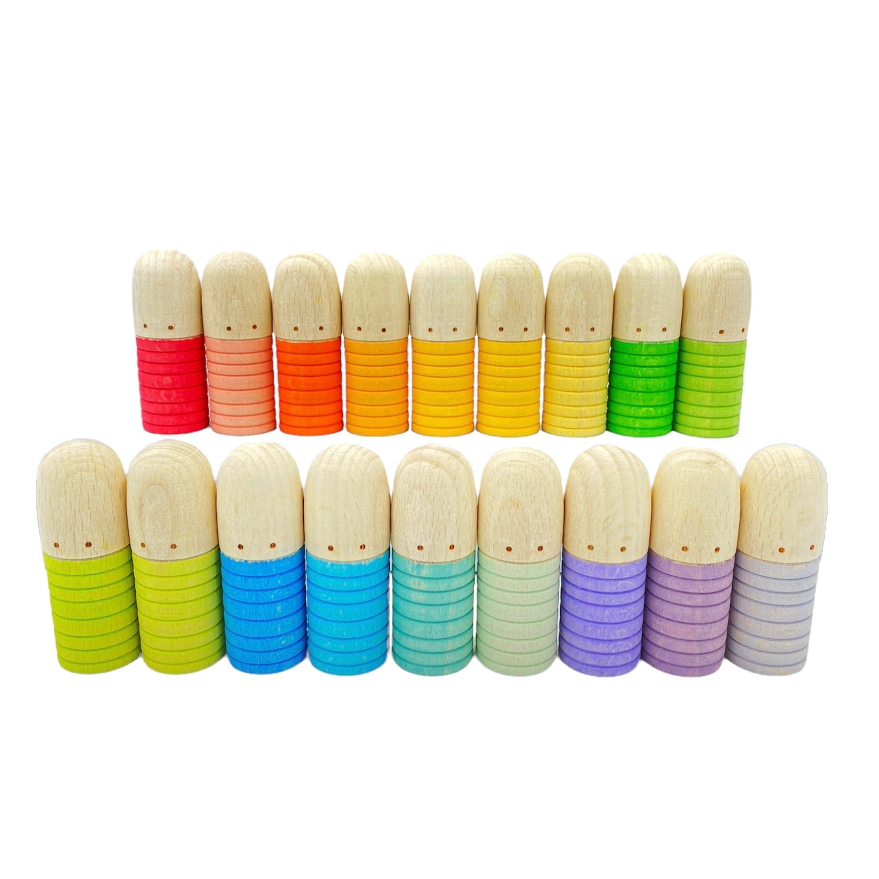 18 Pcs STAINED Wooden Brots Set - The Nurturing Nook